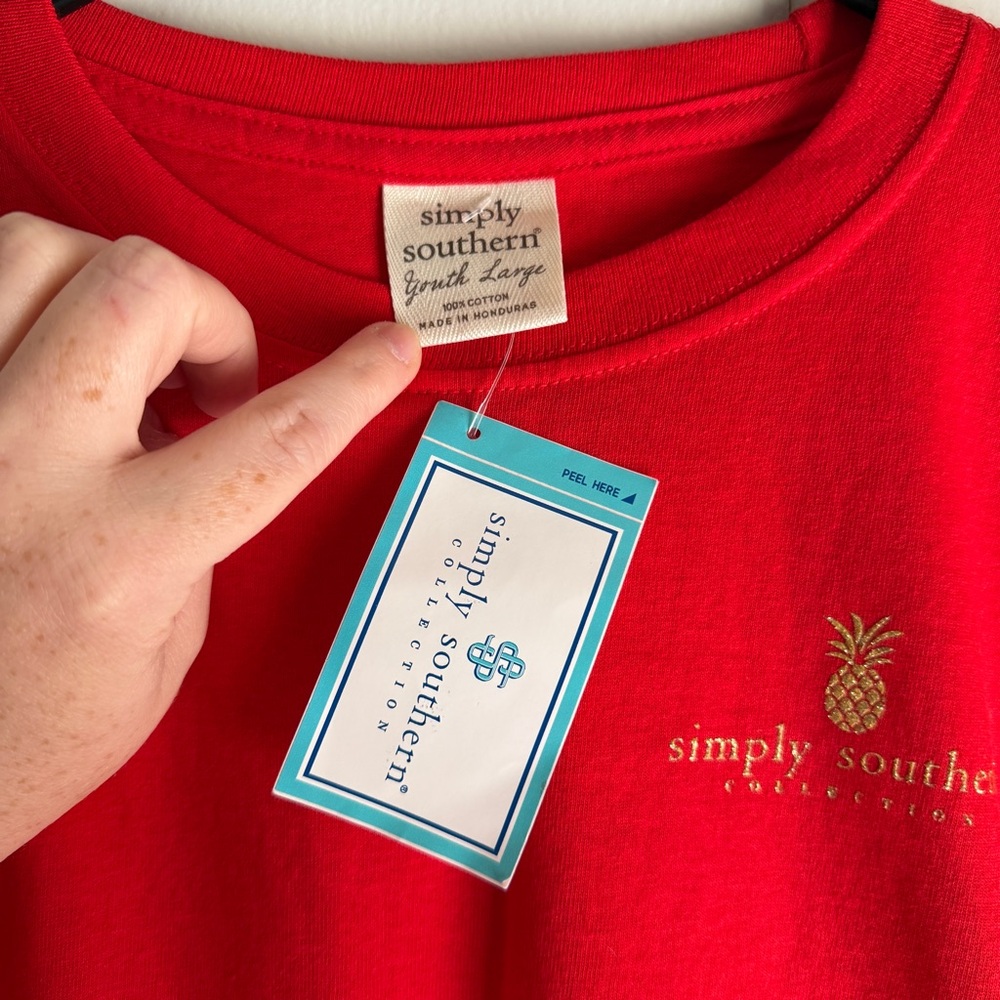 Simply Southern New Nuts About Christmas Merry Bright Red Longsleeve Youth Large - Picture 7 of 10